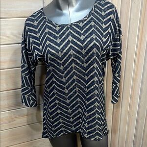 Maurices Black and Gray Boxy Blouse with 3/4 Sleeves